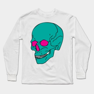 Pink and Green Skull Long Sleeve T-Shirt